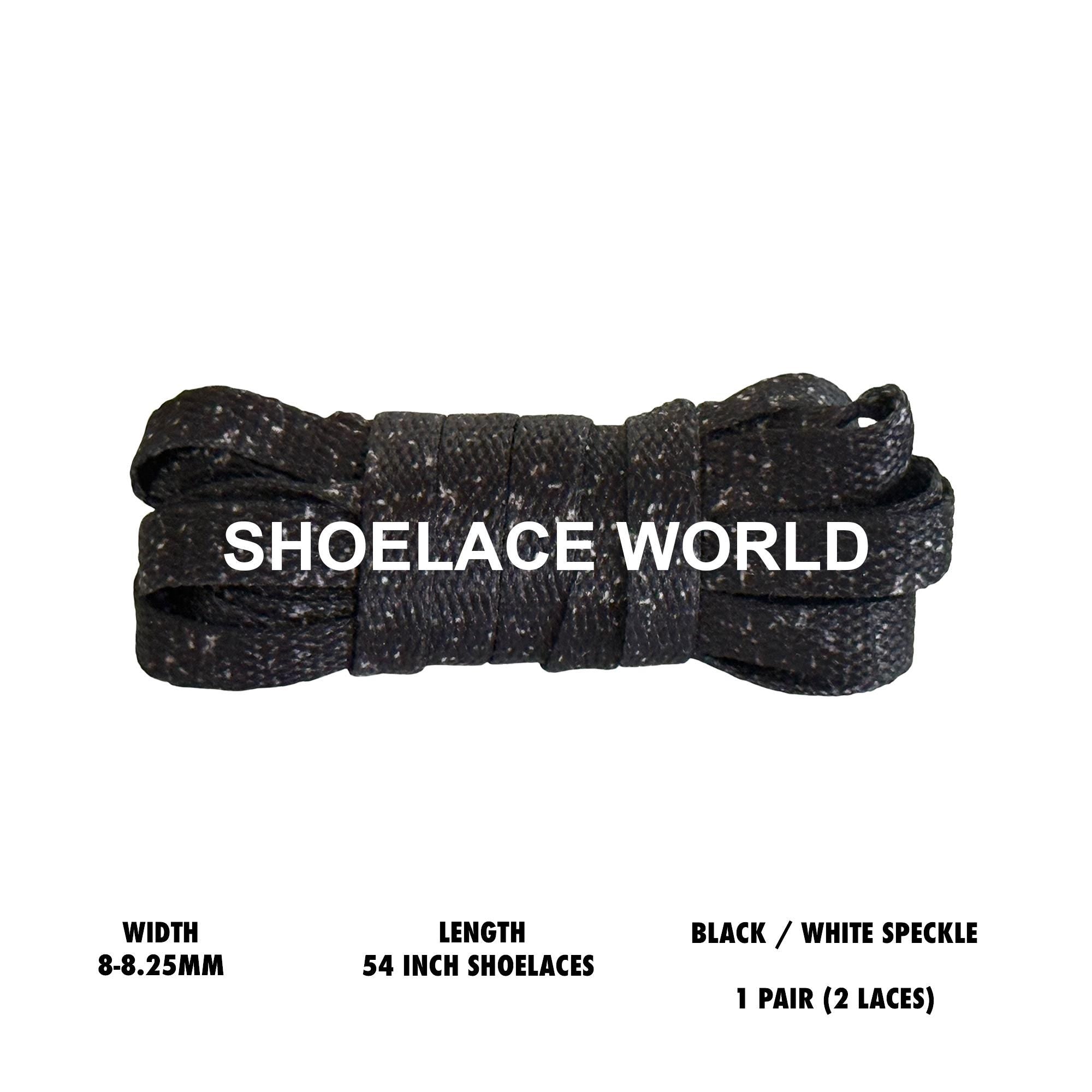 Black / White Speckle  Flat Shoelaces