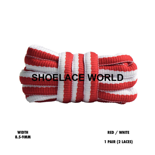 Red / White Premium Thick Oval Shoelaces 8.5-9mm Compatible SB Replacement Dunk Laces Ships Out From The USA Next Day