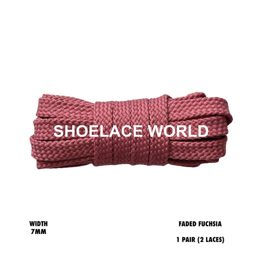 Faded Fuchsia Slim Flat Double Threaded Shoelaces 7mm Laces Ships Out From The USA Next Day