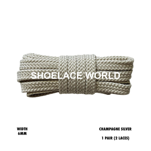 Champagne Silver Slim Flat Double Threaded Shoelaces 6mm Laces Ships Out From The USA Next Day