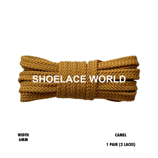 Camel Slim Flat Double Threaded Shoelaces 6mm Laces Ships Out From The USA Next Day
