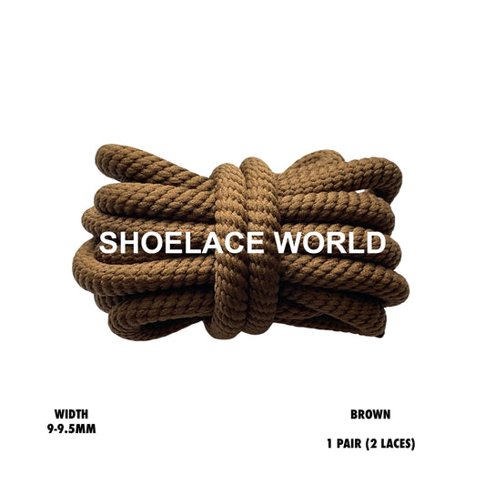 Brown Thick Double Rope Premium Shoelaces 9-9.5mm Laces Ships Out From The USA Next Day