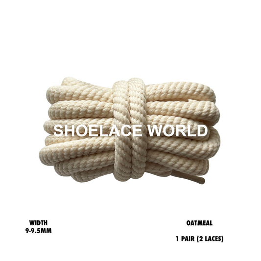Oatmeal Thick Double Rope Premium Shoelaces 9-9.5mm Laces Ships Out From The USA Next Day