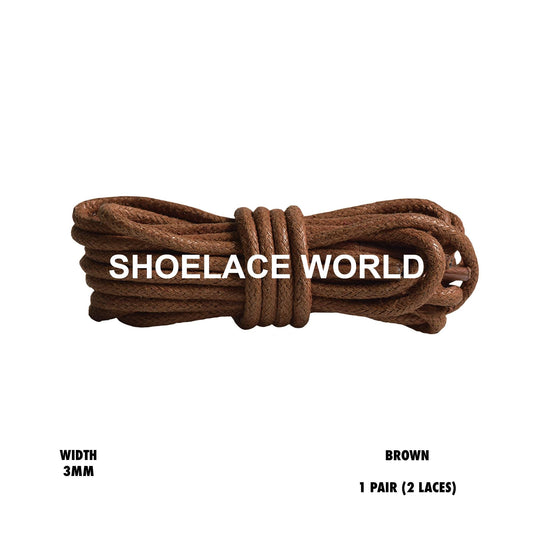 Brown Rope Thin Wax Shoelaces 3mm Laces Ships Out From The USA Next Day