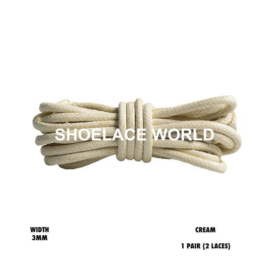 Cream Rope Thin Wax Shoelaces 3mm Laces Ships Out From The USA Next Day