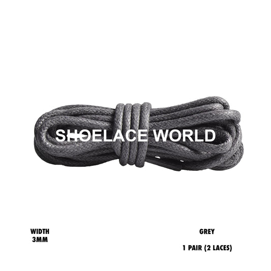 Grey Rope Thin Wax Shoelaces 3mm Laces Ships Out From The USA Next Day