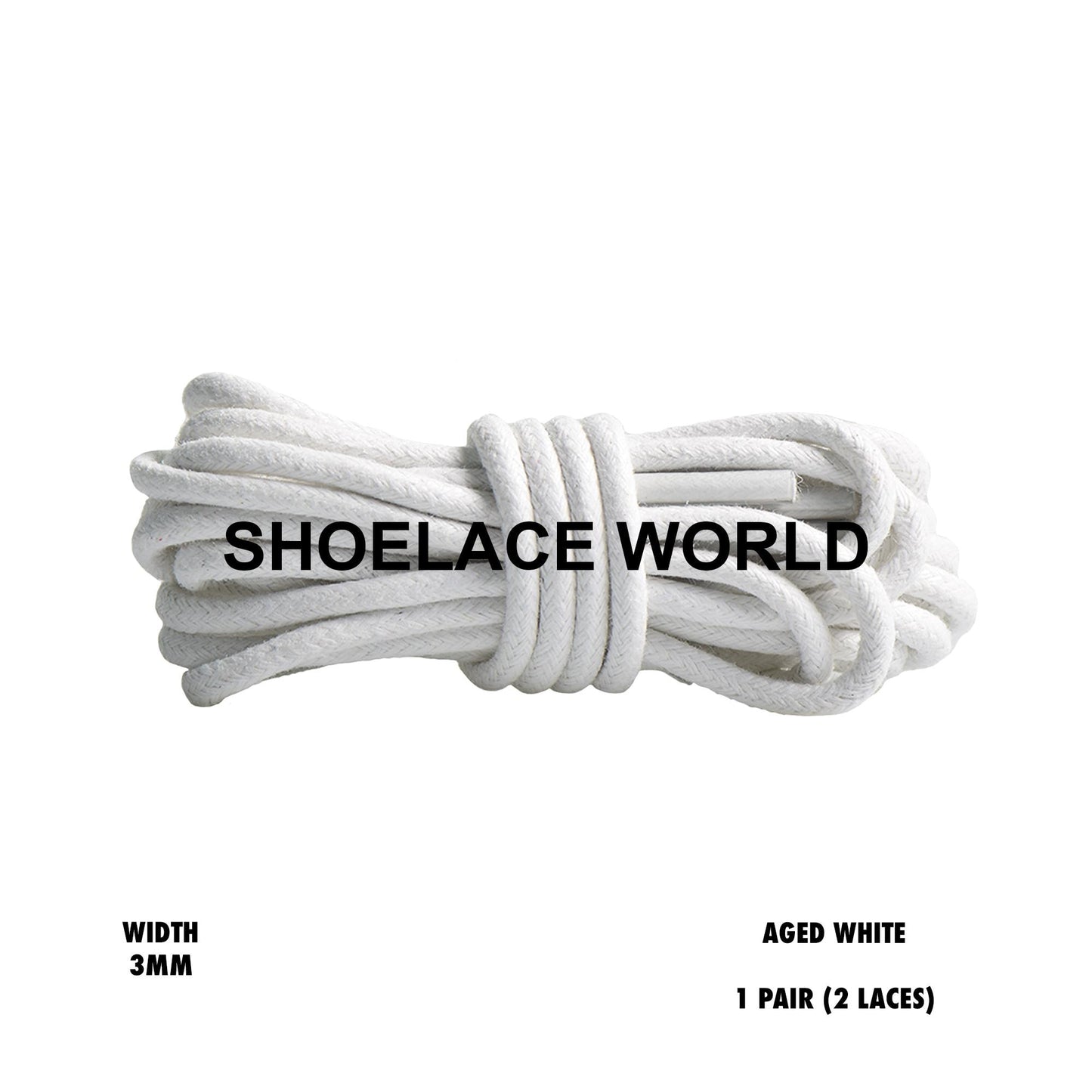 Aged White Rope Thin Wax Shoelaces 3mm Laces Ships Out From The USA Next Day