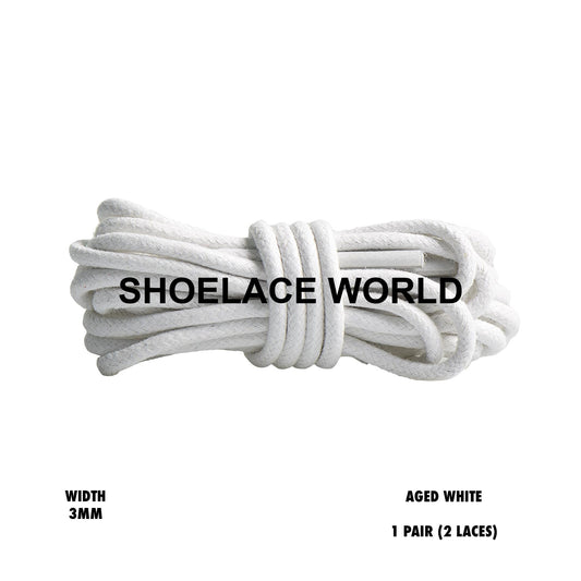 Aged White Rope Thin Wax Shoelaces 3mm Laces Ships Out From The USA Next Day