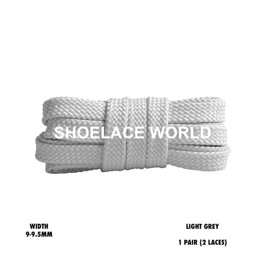 Light Grey Flat Double Threaded Shoelaces 9-9.5mm Laces Ships Out From The USA Next Day