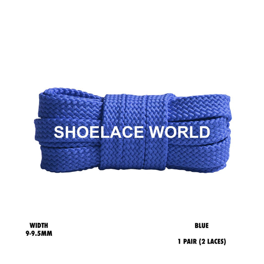 Blue Flat Double Threaded Shoelaces 9-9.5mm Laces Ships Out From The USA Next Day