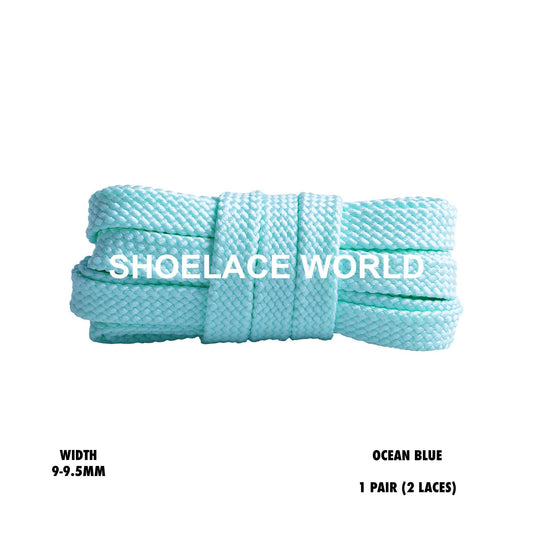 Ocean Blue Flat Double Threaded Shoelaces 9-9.5mm Laces Ships Out From The USA Next Day