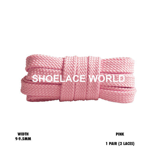 Pink Flat Double Threaded Shoelaces 9-9.5mm Laces Ships Out From The USA Next Day