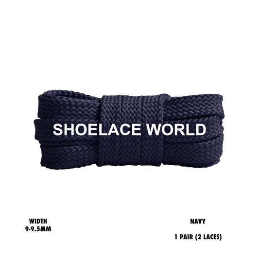 Navy Flat Double Threaded Shoelaces 9-9.5mm Laces Ships Out From The USA Next Day