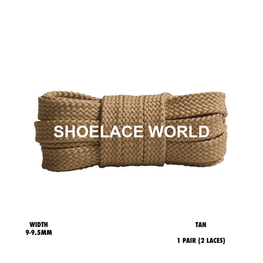 Tan Flat Double Threaded Shoelaces 9-9.5mm Laces Ships Out From The USA Next Day