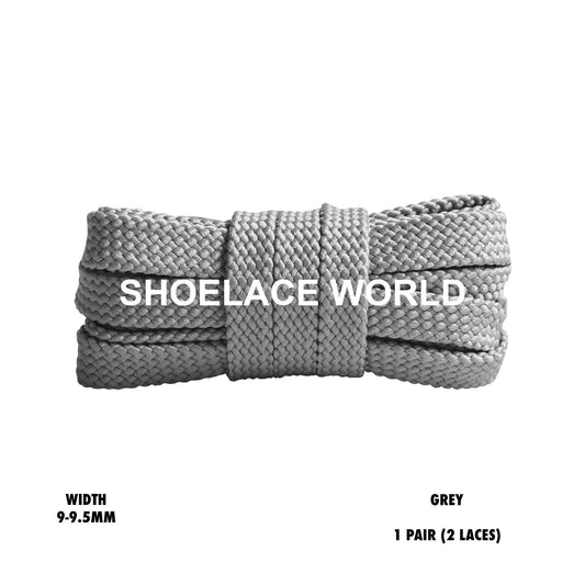 Grey Flat Double Threaded Shoelaces 9-9.5mm Laces Ships Out From The USA Next Day