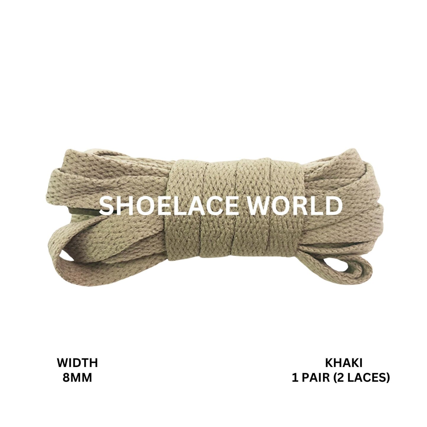 Khaki Classic Flat Shoelaces 5/16 Inch 8mm Laces Ships Out From The USA Next Day