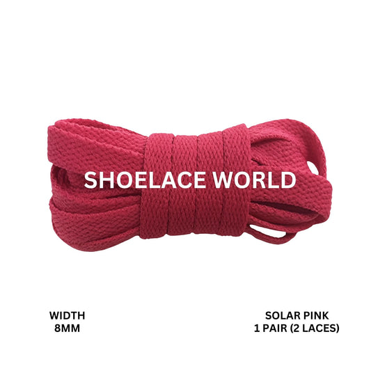 Solar Pink Classic Flat Shoelaces 5/16 Inch 8mm Laces Ships Out From The USA Next Day