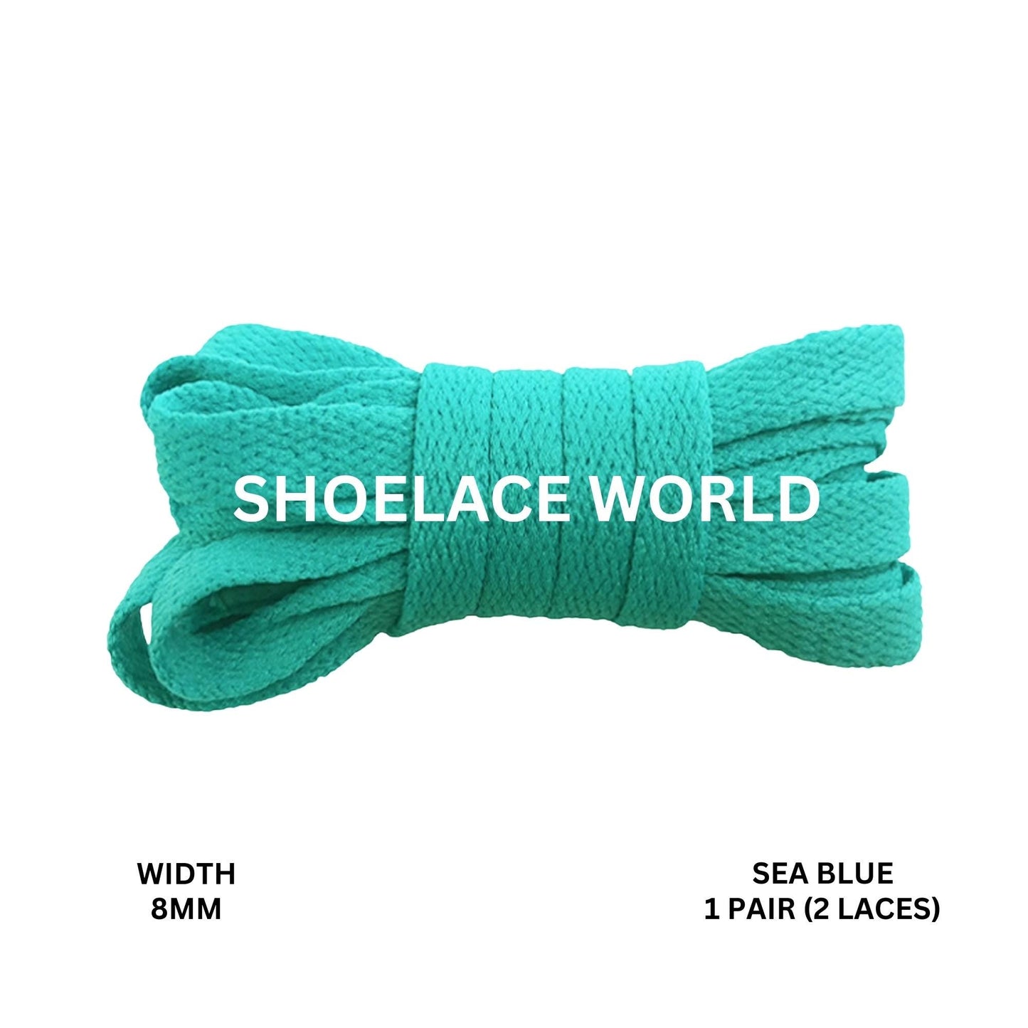 Sea Blue Classic Flat Shoelaces 5/16 Inch 8mm Laces Ships Out From The USA Next Day