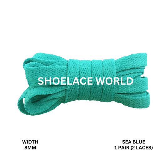 Sea Blue Classic Flat Shoelaces 5/16 Inch 8mm Laces Ships Out From The USA Next Day
