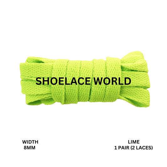 Lime Classic Flat Shoelaces 5/16 Inch 8mm Laces Ships Out From The USA Next Day