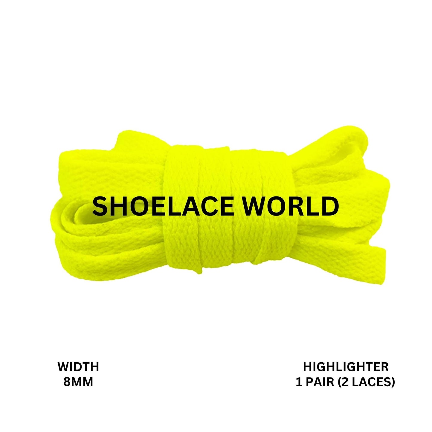 Highlighter Classic Flat Shoelaces 5/16 Inch 8mm Laces Ships Out From The USA Next Day