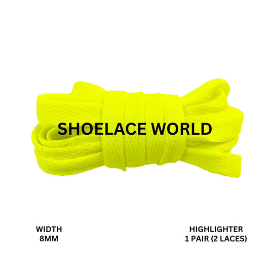 Highlighter Classic Flat Shoelaces 5/16 Inch 8mm Laces Ships Out From The USA Next Day