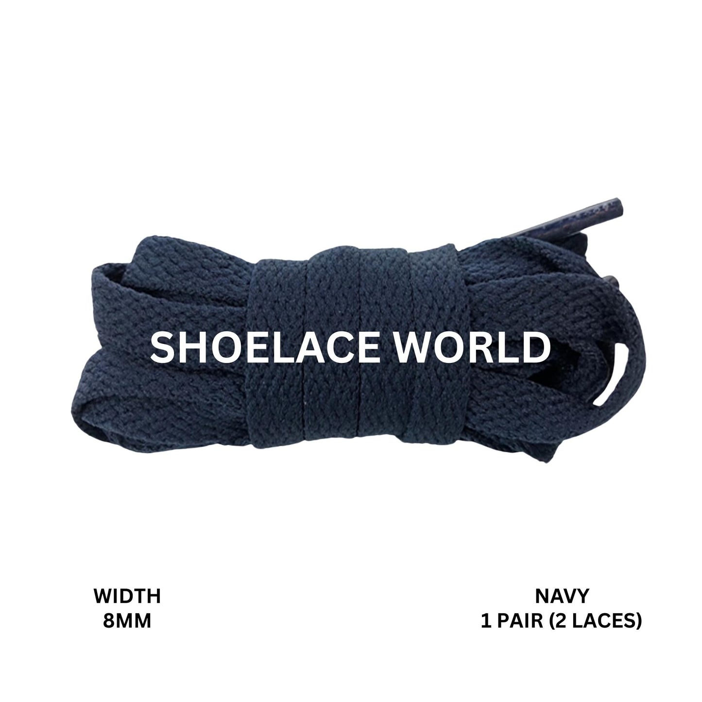 Navy Classic Flat Shoelaces 5/16 Inch 8mm Laces Ships Out From The USA Next Day