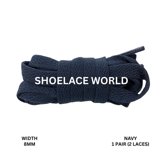 Navy Classic Flat Shoelaces 5/16 Inch 8mm Laces Ships Out From The USA Next Day