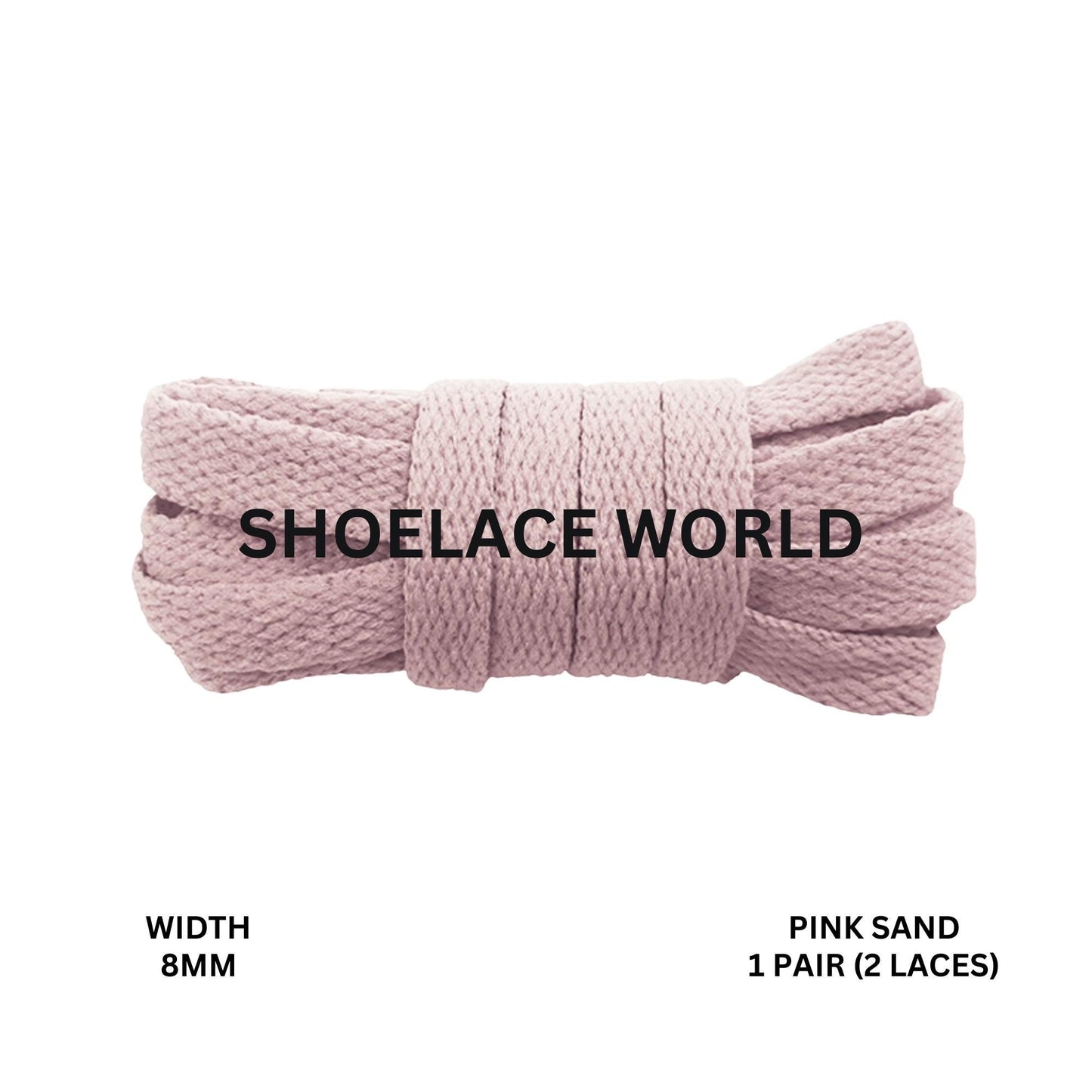 Pink Sand Classic Flat Shoelaces 5/16 Inch 8mm Laces Ships Out From The USA Next Day