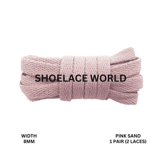 Pink Sand Classic Flat Shoelaces 5/16 Inch 8mm Laces Ships Out From The USA Next Day