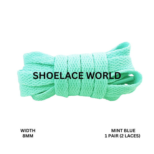 Mint Blue Classic Flat Shoelaces 5/16 Inch 8mm Laces Ships Out From The USA Next Day