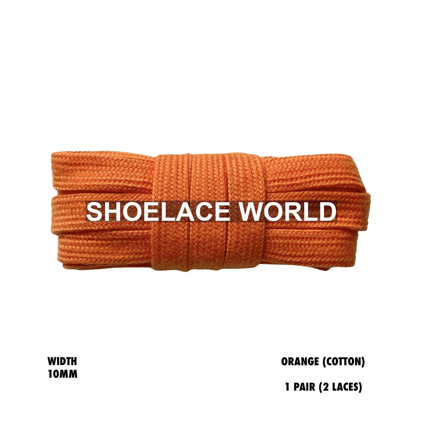 Orange Wide Cotton Flat Shoelaces 10mm Laces Ships Out From The USA Next Day
