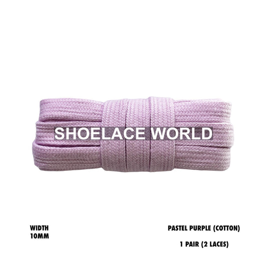 Pastel Purple Wide Cotton Flat Shoelaces 10mm Laces Ships Out From The USA Next Day