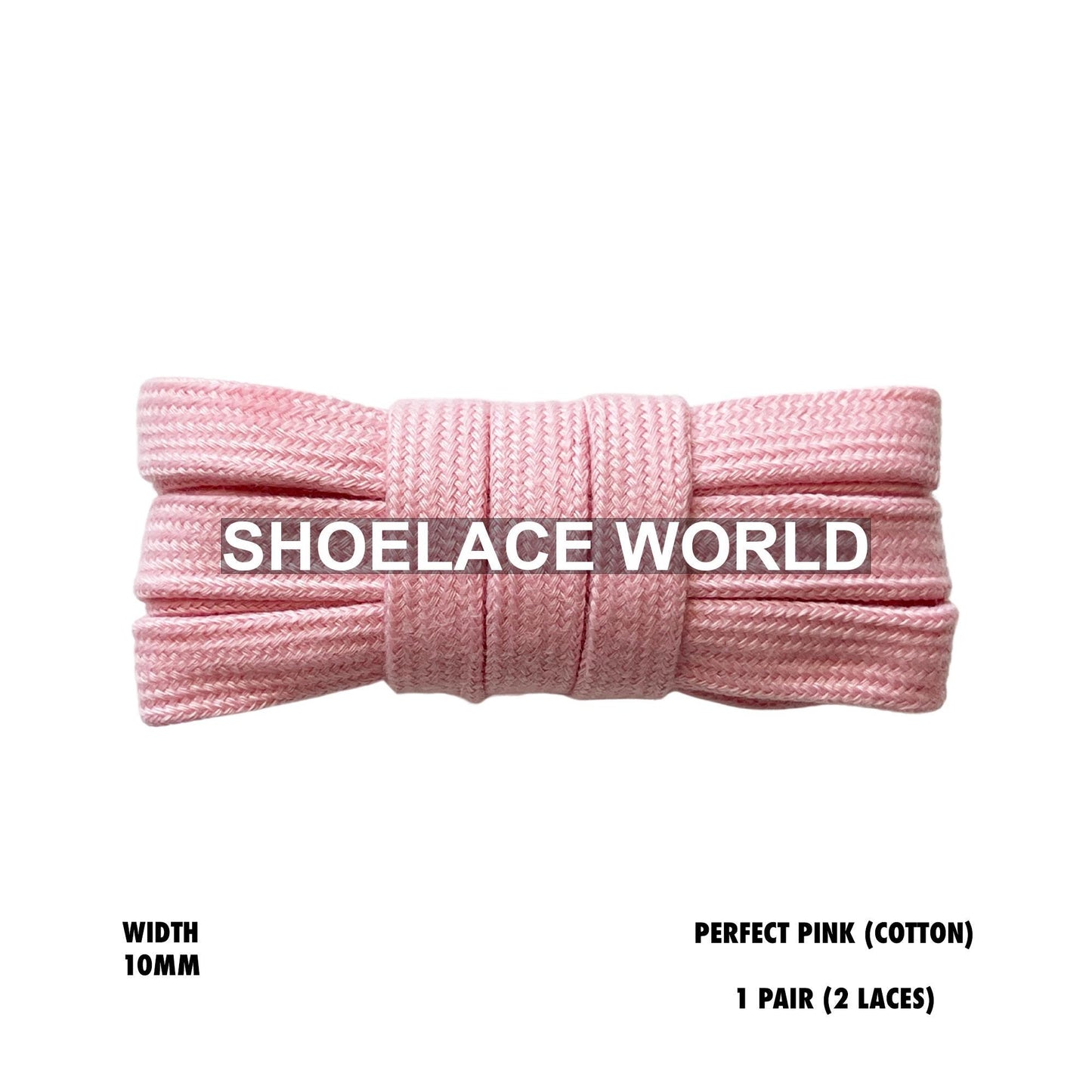 Perfect Pink Wide Cotton Flat Shoelaces 10mm Laces Ships Out From The USA Next Day