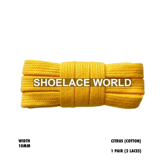 Citrus Wide Cotton Flat Shoelaces 10mm Laces Ships Out From The USA Next Day