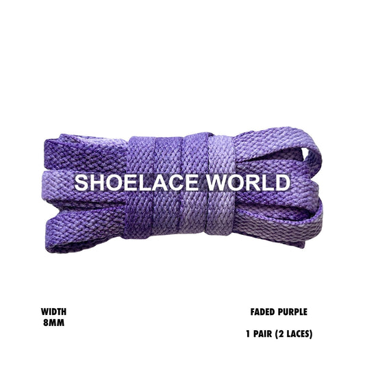 Purple Faded Tie Dye Premium Flat Shoelaces 8mm Vintage Colorful Laces Ships Out From The USA Next Day