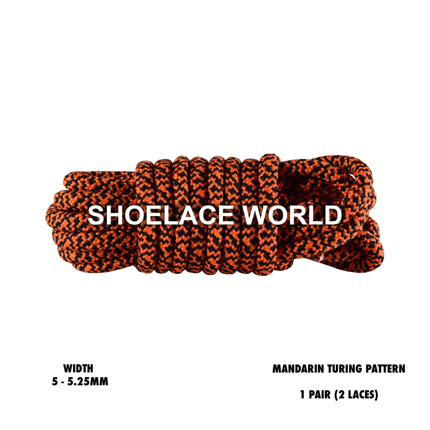 Mandarin Rope Turing Pattern Shoelaces 3/16 Inch 5-5.25mm Colorful Laces Ships Out From The USA Next Day