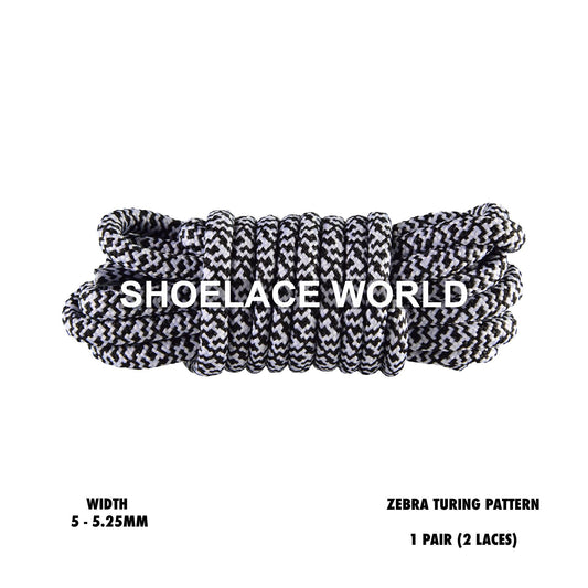 Zebra Rope Turing Pattern Shoelaces 3/16 Inch 5-5.25mm Colorful Laces Ships Out From The USA Next Day