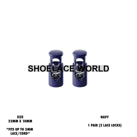 Navy Metal Shoelace Lace Locks Premium Lace Stoppers Ships Out From The USA Next Day
