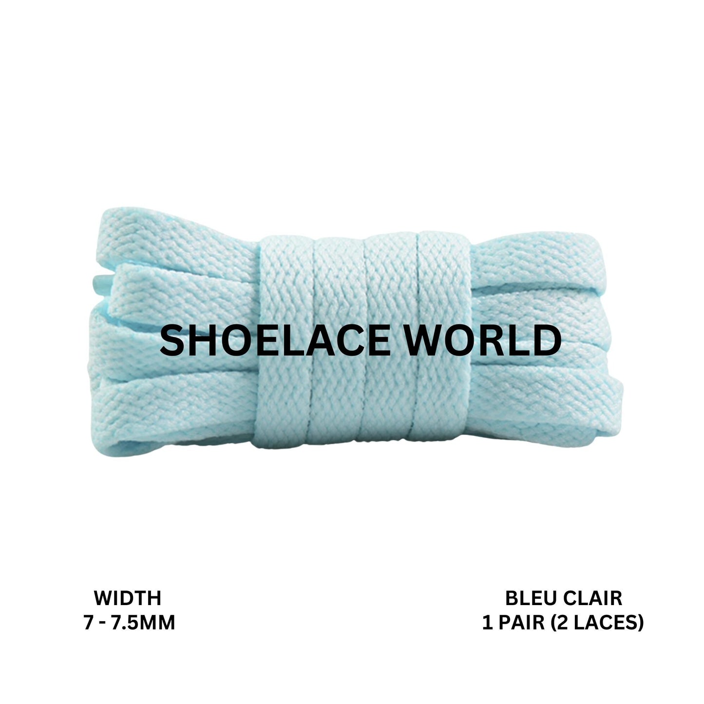Bleu Clair Slim Flat Shoelaces 7-7.5mm Laces Ships Out From The USA Next Day