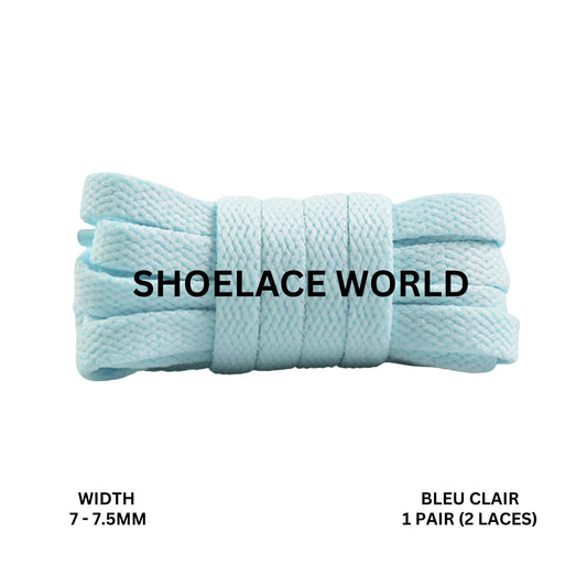 Bleu Clair Slim Flat Shoelaces 7-7.5mm Laces Ships Out From The USA Next Day