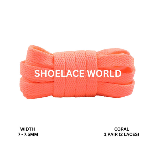 Coral Slim Flat Shoelaces 7-7.5mm Laces Ships Out From The USA Next Day