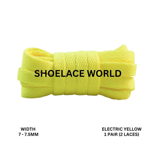 Electric Yellow Slim Flat Shoelaces 7-7.5mm Laces Ships Out From The USA Next Day