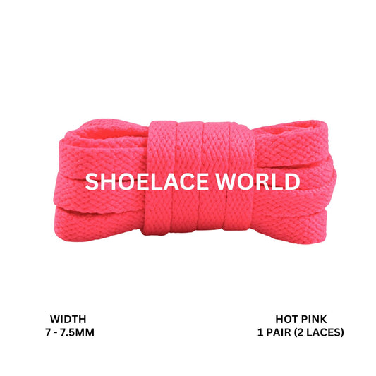 Hot Pink Slim Flat Shoelaces 7-7.5mm Laces Ships Out From The USA Next Day