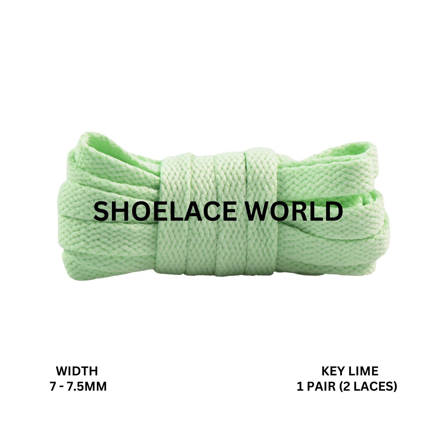 Key Lime Slim Flat Shoelaces 7-7.5mm Laces Ships Out From The USA Next Day