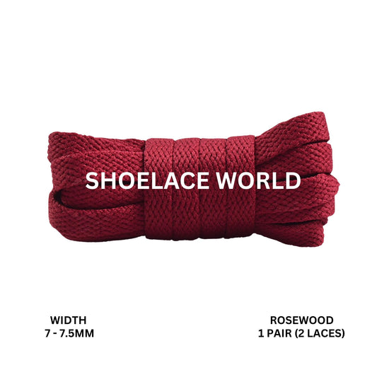 Rosewood Slim Flat Shoelaces 7-7.5mm Laces Ships Out From The USA Next Day