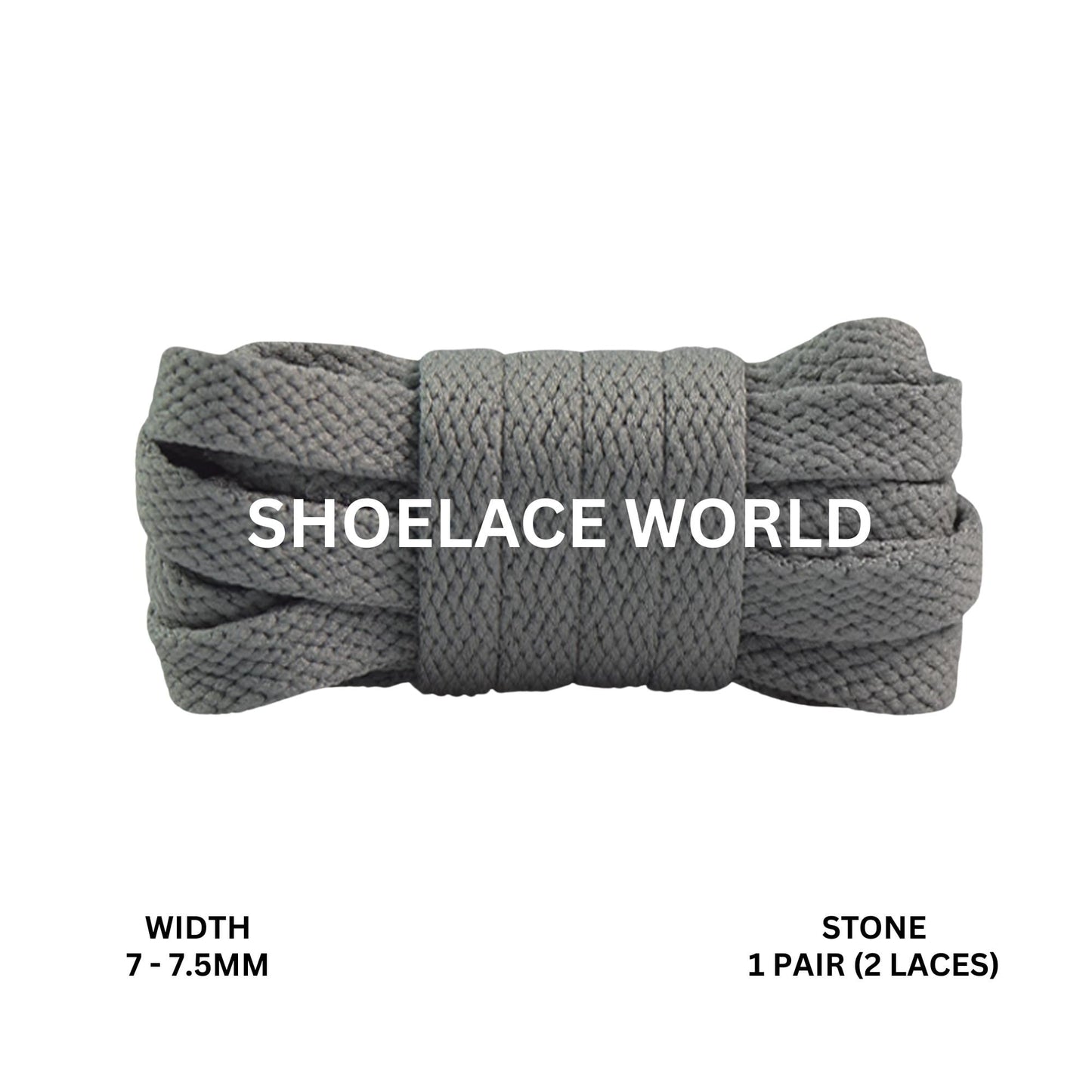 Stone Slim Flat Shoelaces 7-7.5mm Laces Ships Out From The USA Next Day