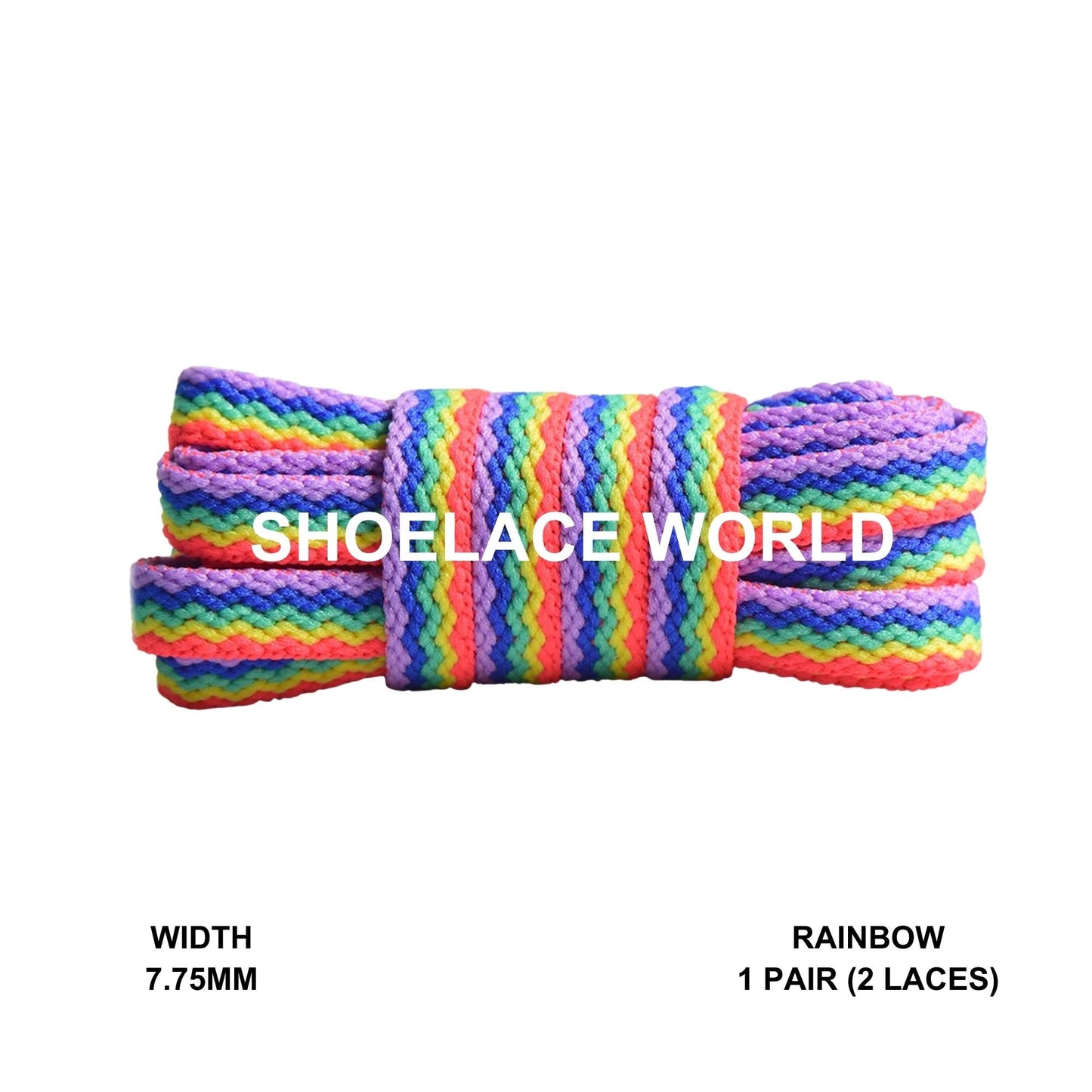 Rainbow Wave Flat Shoelaces 5/16 Inch 8mm Laces Ships Out From The USA Next Day