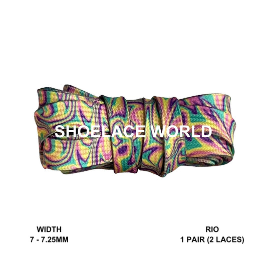 Rio Oil Spill Flat Shoelaces 7-7.5mm Laces Ships Out From The USA Next Day