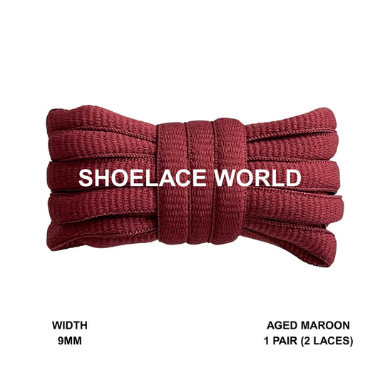 Aged Maroon Oval Wide V2 Shoelaces 9mm Compatible SB Replacement Dunk Laces Ships Out From The USA Next Day